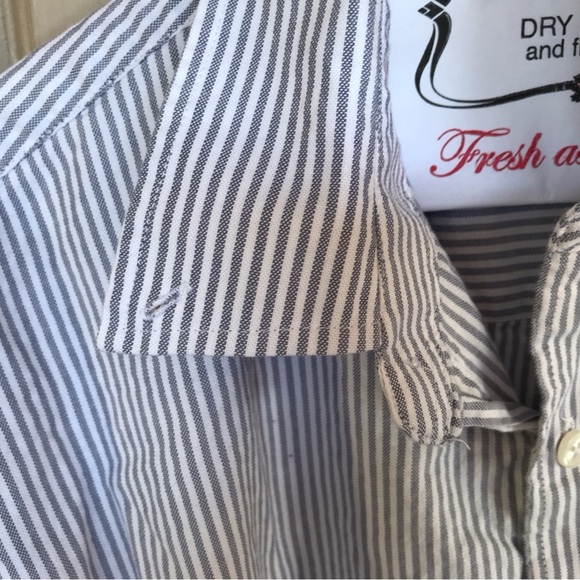 Mens Dress Shirt Pinstripe Blue SzXL Collar/Cuffs - Picture 2 of 6